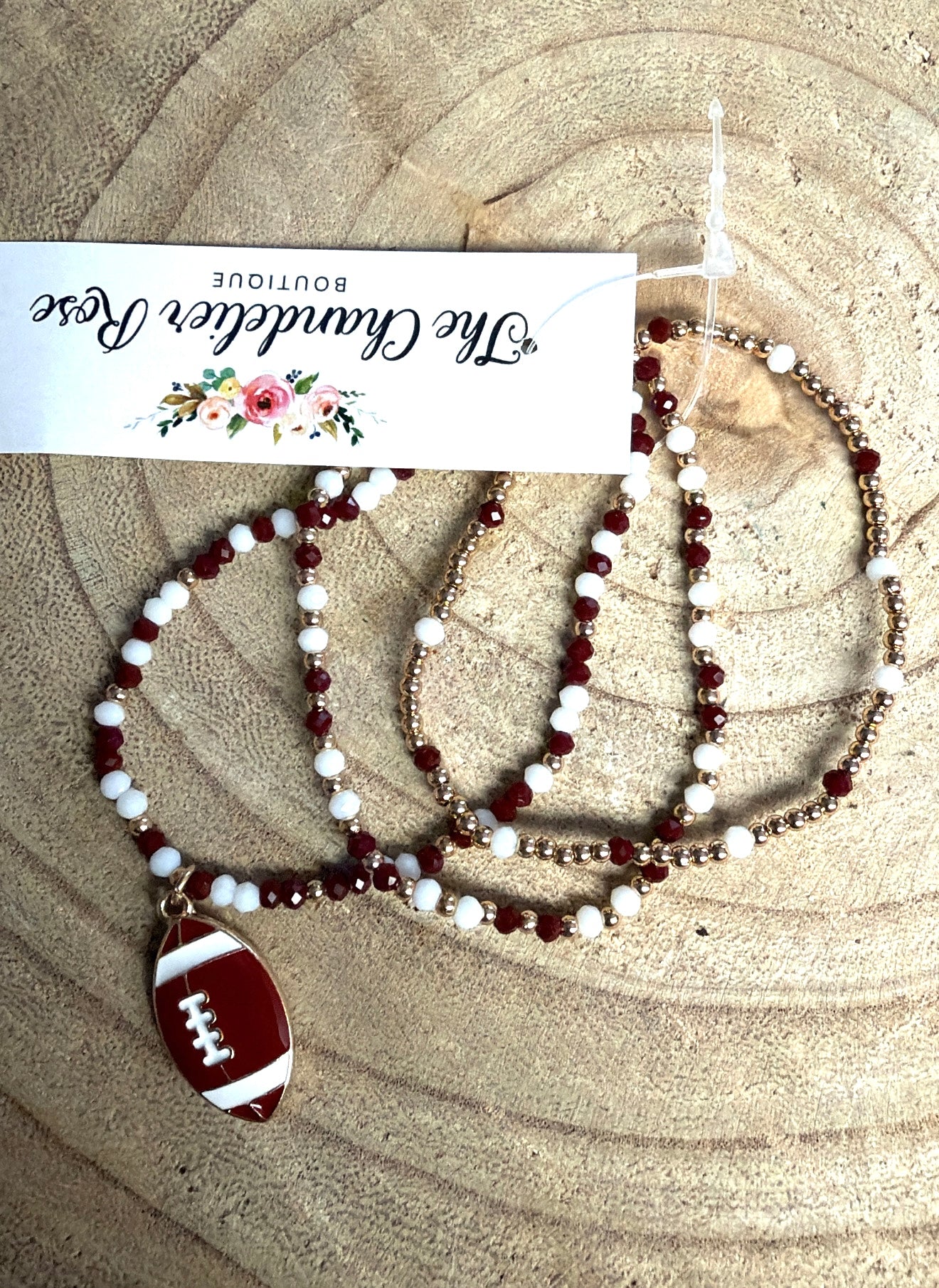3 Layer Maroon and White Thin Bracelets