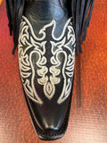 CORRAL WOMEN'S BLACK EAGLE EMBROIDERY & STUDS & FRINGES TALL TOP WESTERN BOOT - C4159