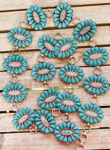 TURQUOISE SEMI BLOSSOM AB STONE CENTER CHAIN LINK BELT - REGULAR & PLUS