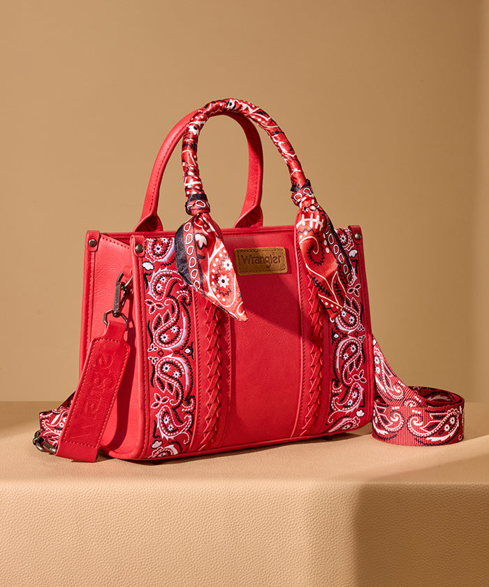 WRANGLER PAISLEY PRINT TOTE CROSSBODY BAG - Red