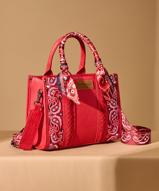 WRANGLER PAISLEY PRINT TOTE CROSSBODY BAG - Red