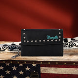 Wrangler Studded Accents Tri-fold Key-Chain Wallet - Black