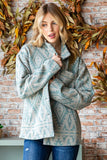 VINTAGE WESTERN PATTERN HIGH COLLAR JACKET - SAGE