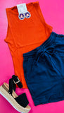DRAWSTRING WAIST SHORTS WITH POCKETS - NAVY