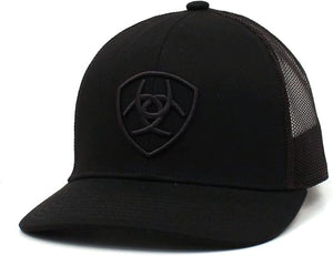 ARIAT MENS CAP SNAP BACK SHIELD LOGO - BLACK