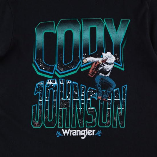 MENS CODY JOHNSON X WRANGLER SHORT SLEEVE GRAPHIC TSHIRT- JET BLACK