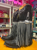 CORRAL WOMEN'S  SILVER-BLACK FINISH WITH CRYSTAL FRINGE WESTERN BOOT - A4599