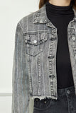 WASHED DENIM WITH STRIPE RHINESTONE JACKET - BLACK WASH