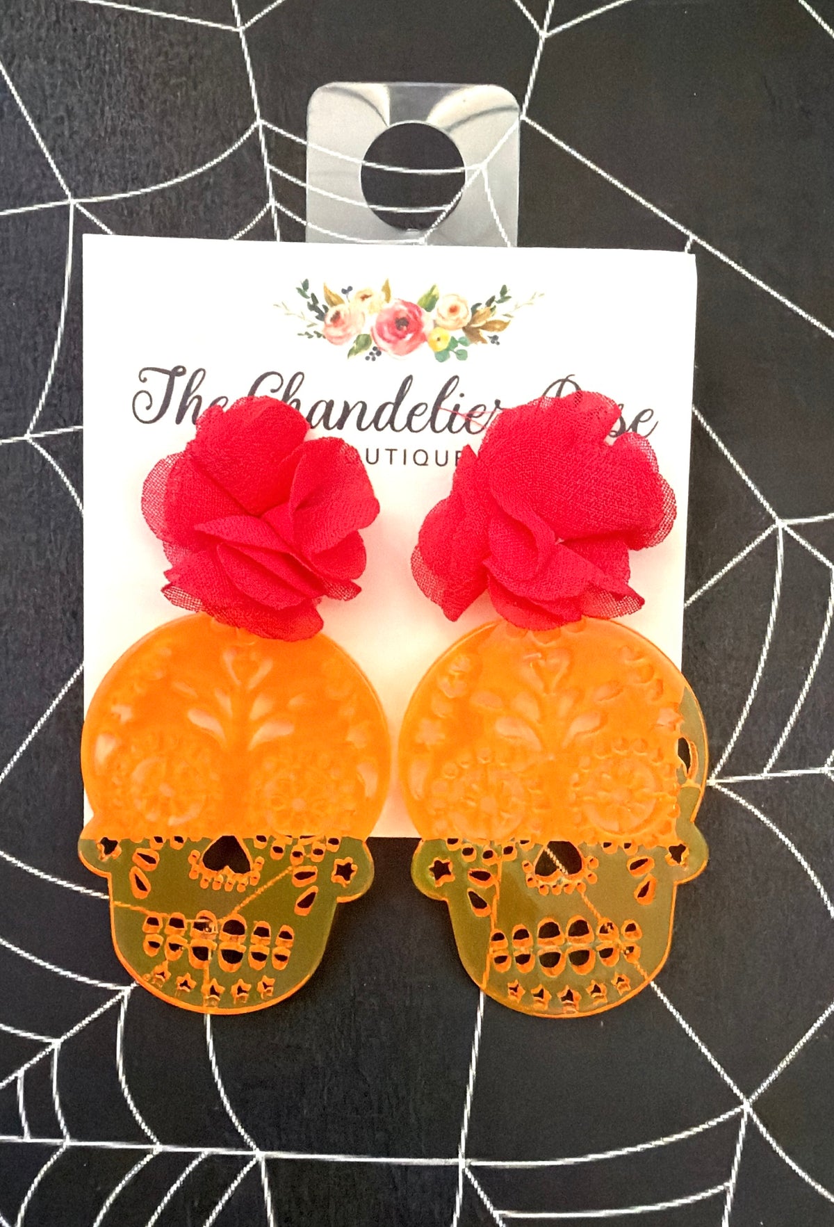 Day of the Dead Orange Earrings