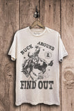 BUCK AROUND AND FIND OUT MINERAL WASH GRAPHIC TEE - OFF WHITE