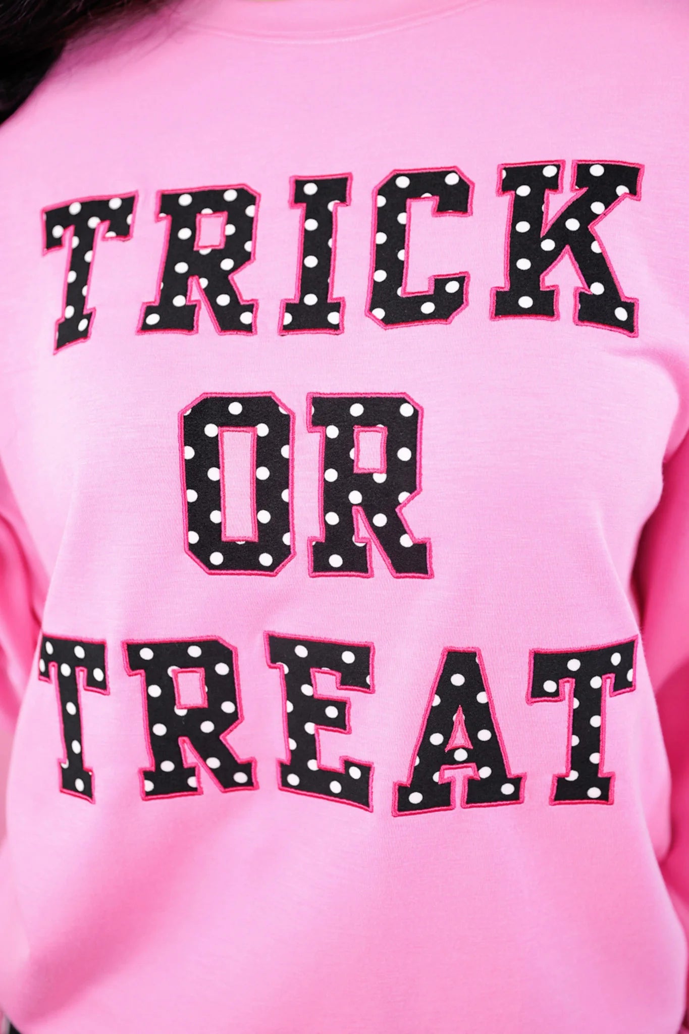 TRICK OR TREAT POLKA DOT PATCH PULLOVER