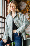 VINTAGE WESTERN PATTERN HIGH COLLAR JACKET - SAGE