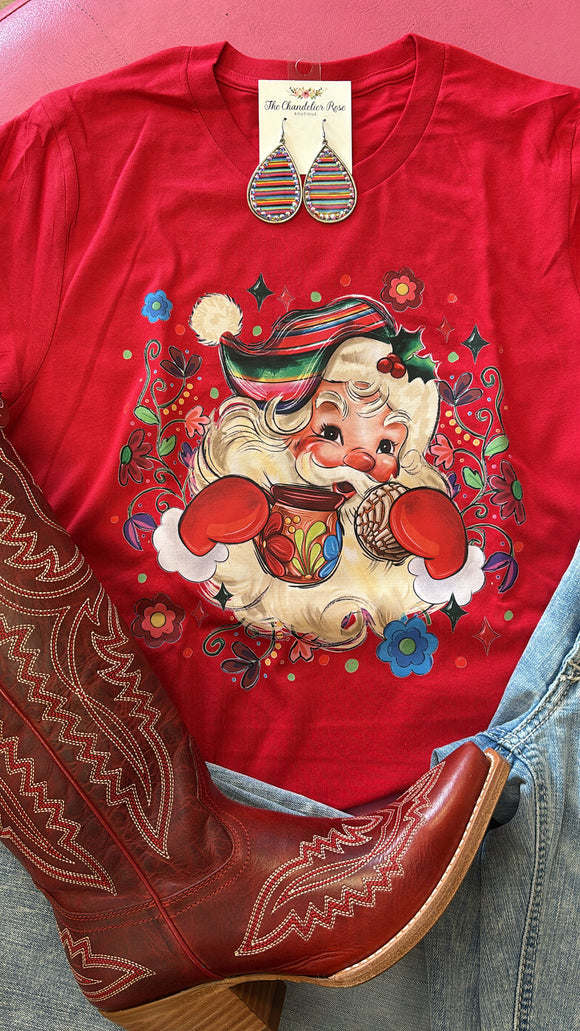 SANTA WITH HOT COCO TEE - RED