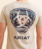 ARIAT MENS SANDSTONE SHIELD SHORT SLEEVE TSHIRT - BRINDLE HEATHER