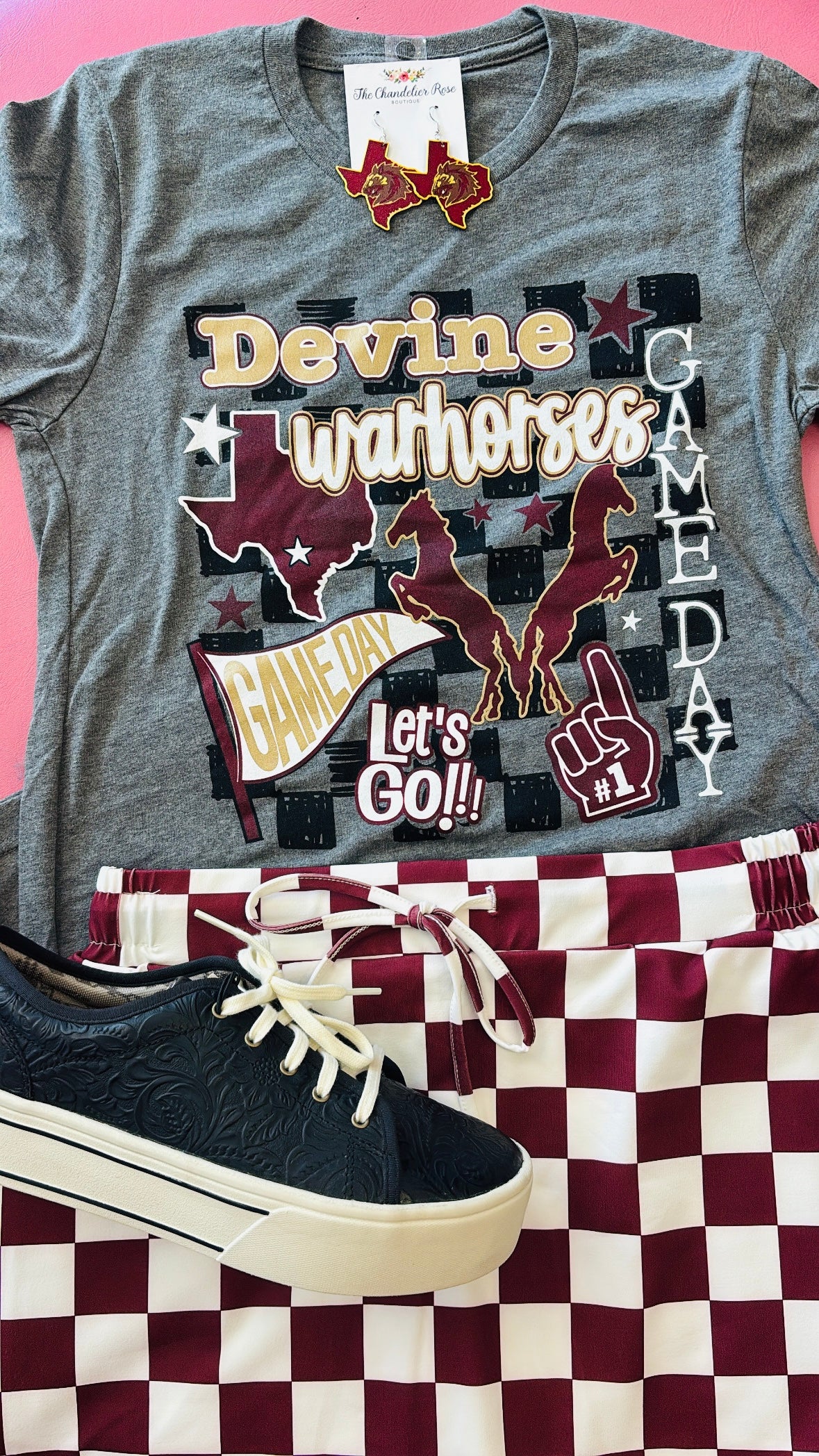 DEVINE WARHORSES GAME DAY TEE - DEEP HEATHER