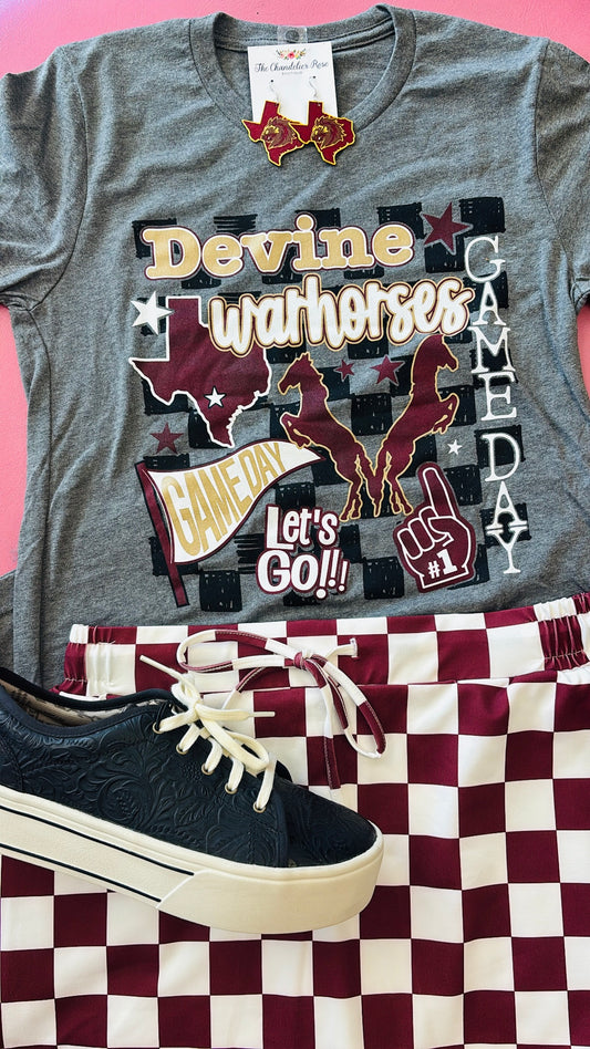 DEVINE WARHORSES GAME DAY TEE - DEEP HEATHER