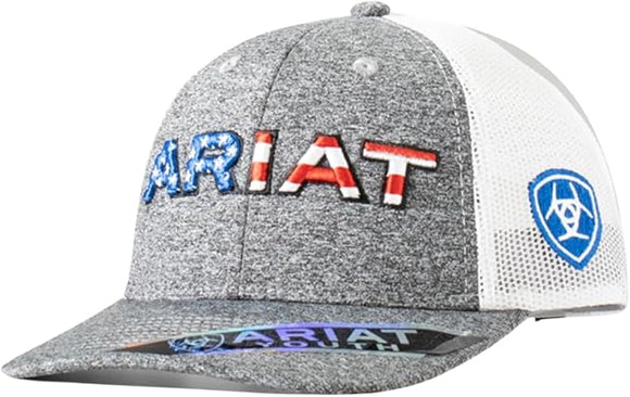 ARIAT YOUTH AMERICAN FLAG COLORS CAP - GREY AND WHITE