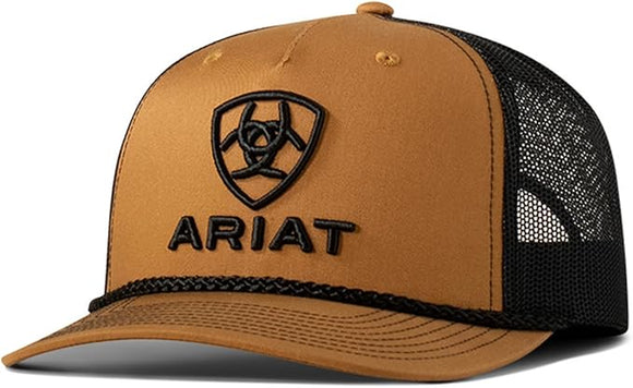 ARIAT MENS CAP R112 SNAPBACK 3D EMBROIDERED LOGO TAN