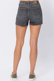 JUDY BLUE HIGH WAISTED CACTUS EMBROIDERY CUTOFF SHORTS - GREY