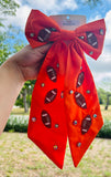 ORANGE GAME DAY FOOTBALL BOW BARRETTE HAIR CLIP