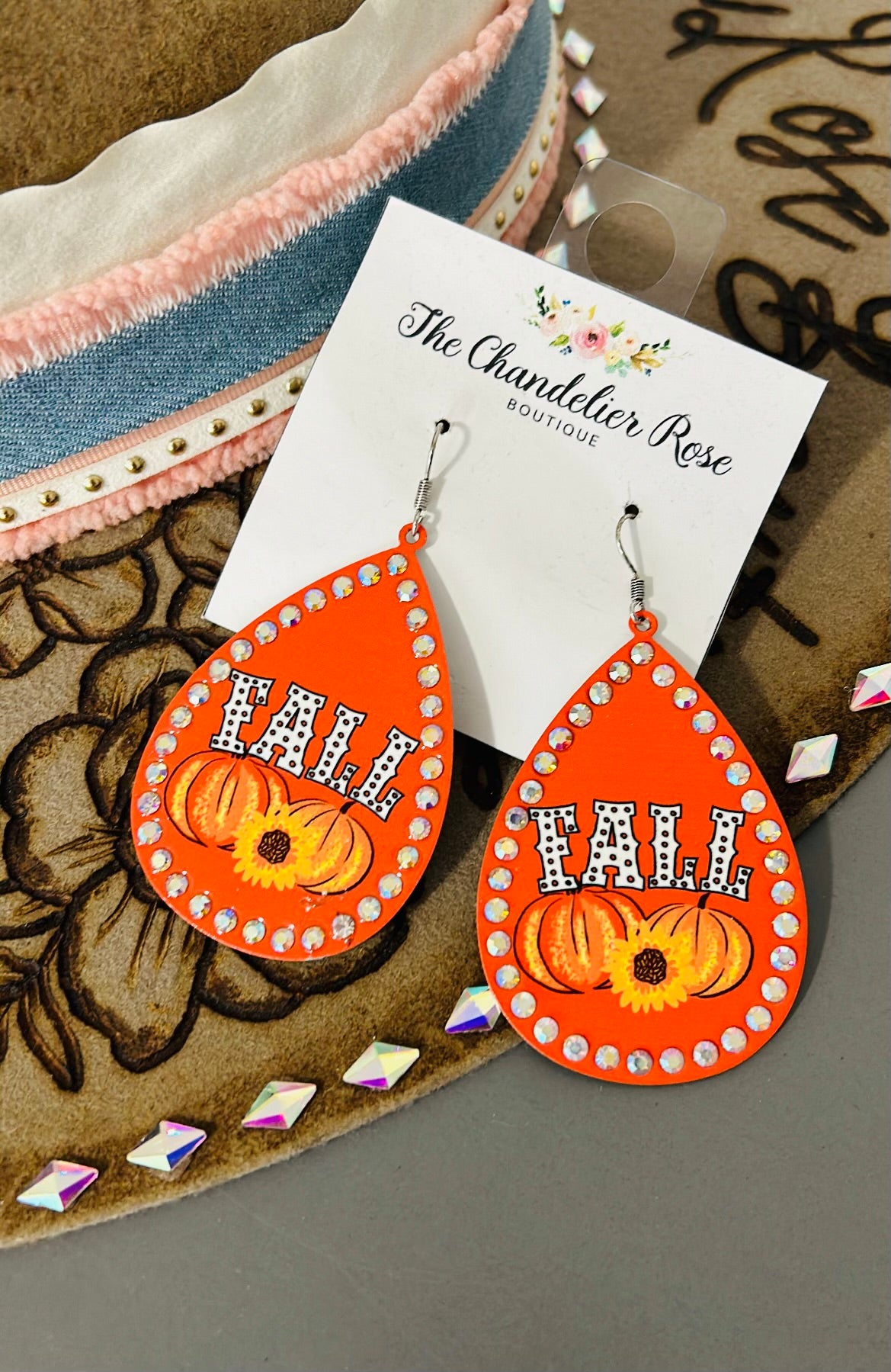FALL PUMPKINS PEAR SHAPE EARRINGS - ORANGE