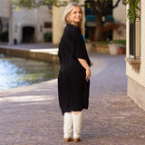 SOLID COLOR LONG DUSTER - BLACK