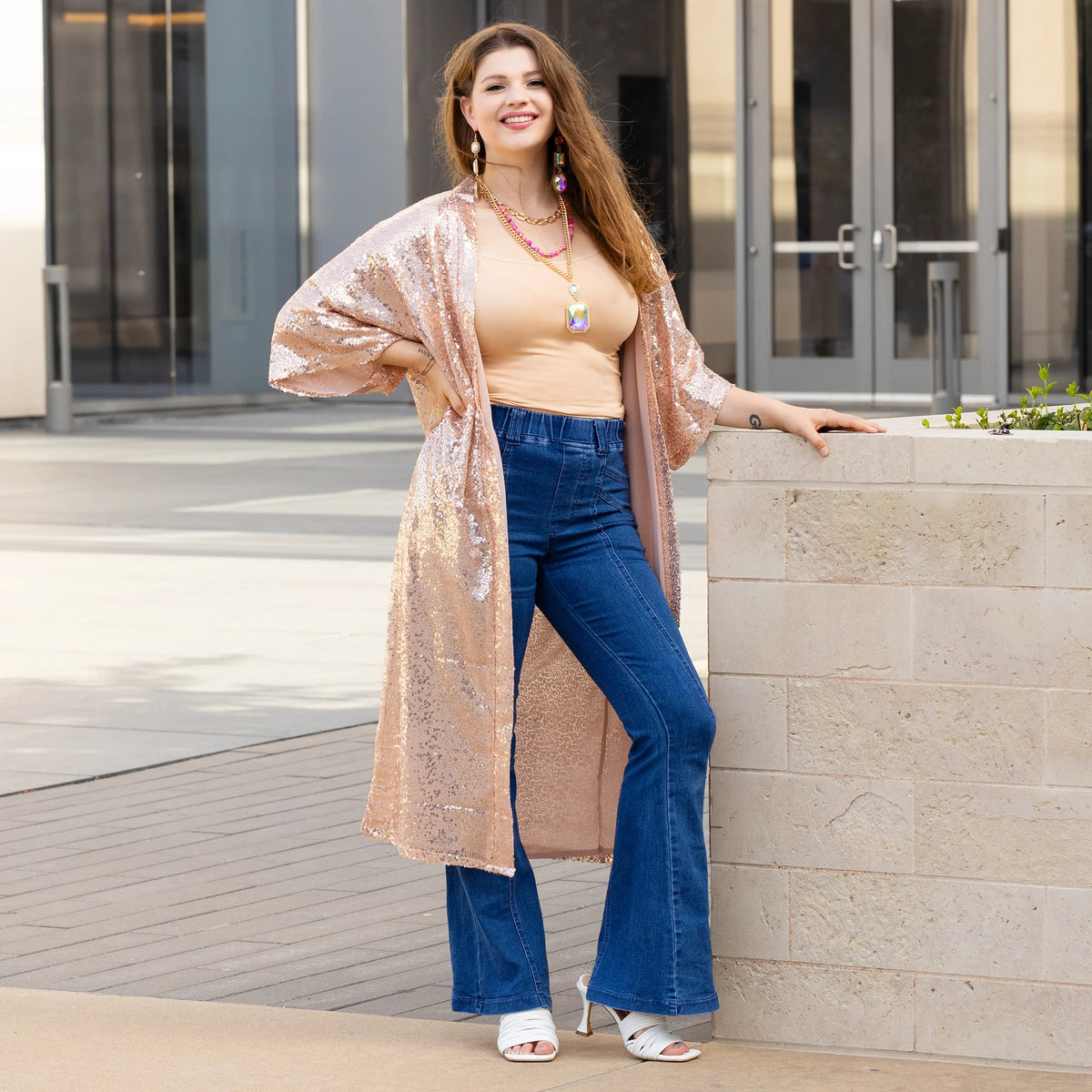 ROSE GOLD SEQUIN DUSTER