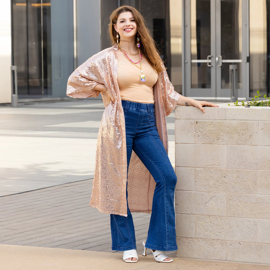 ROSE GOLD SEQUIN DUSTER