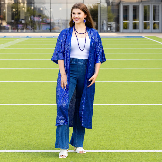 ROYAL BLUE SEQUIN DUSTER