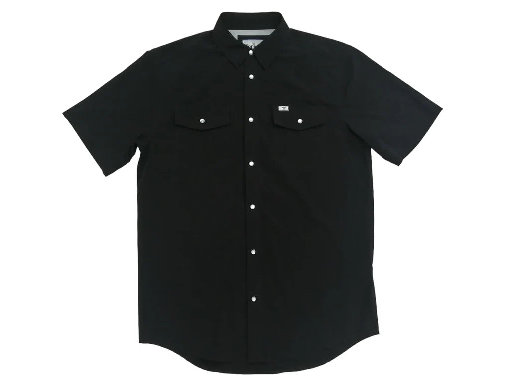 FERRELL MEN'S BLACK SHORT SLEEVE SNAP SHIRT