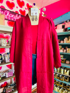 SHORT SLEEVE SOLID RED DUSTER - ONE SIZE