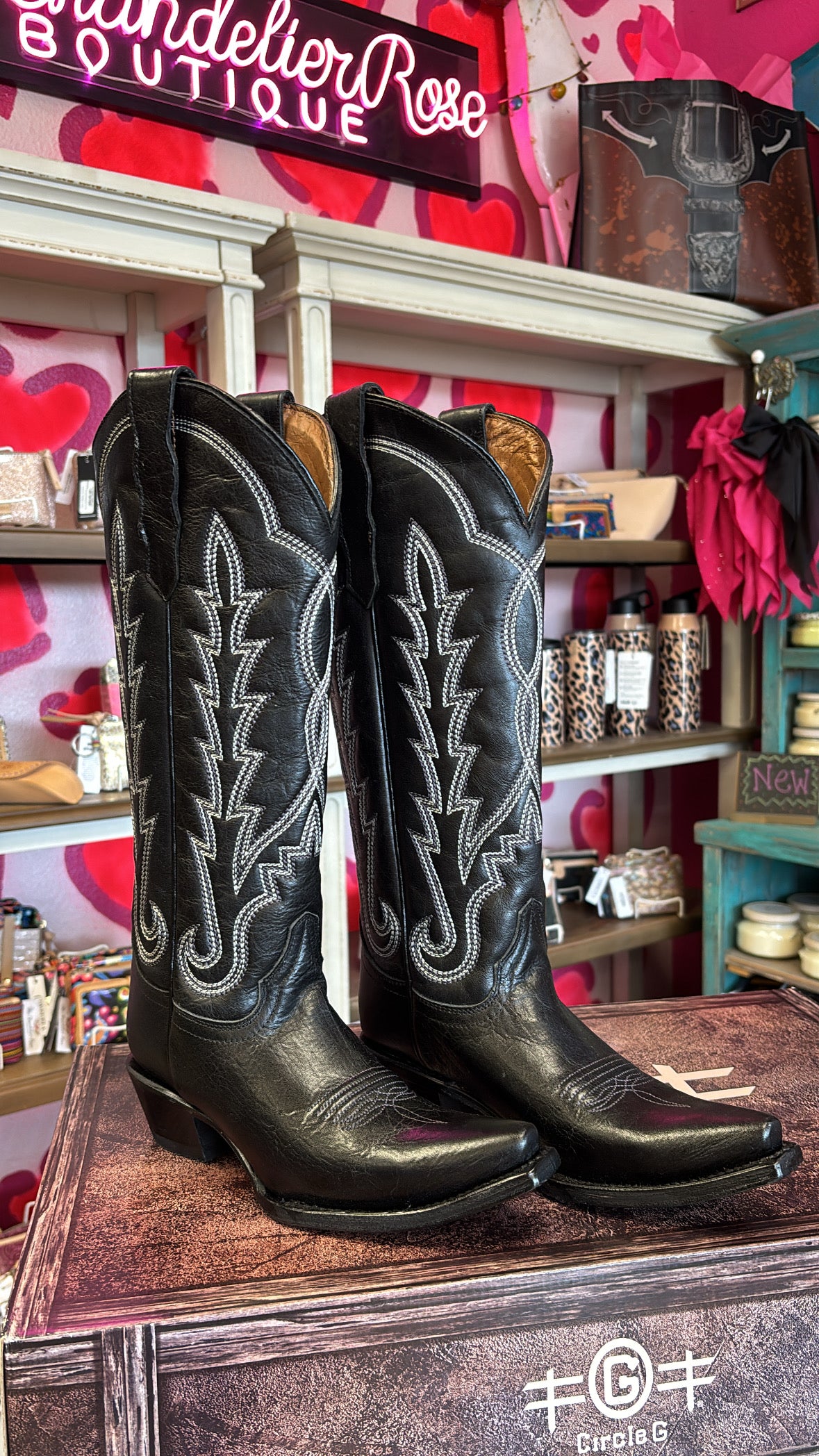 CIRCLE G BY CORRAL BOOTS WESTERN STITCHED BLACK BOOT - L6282