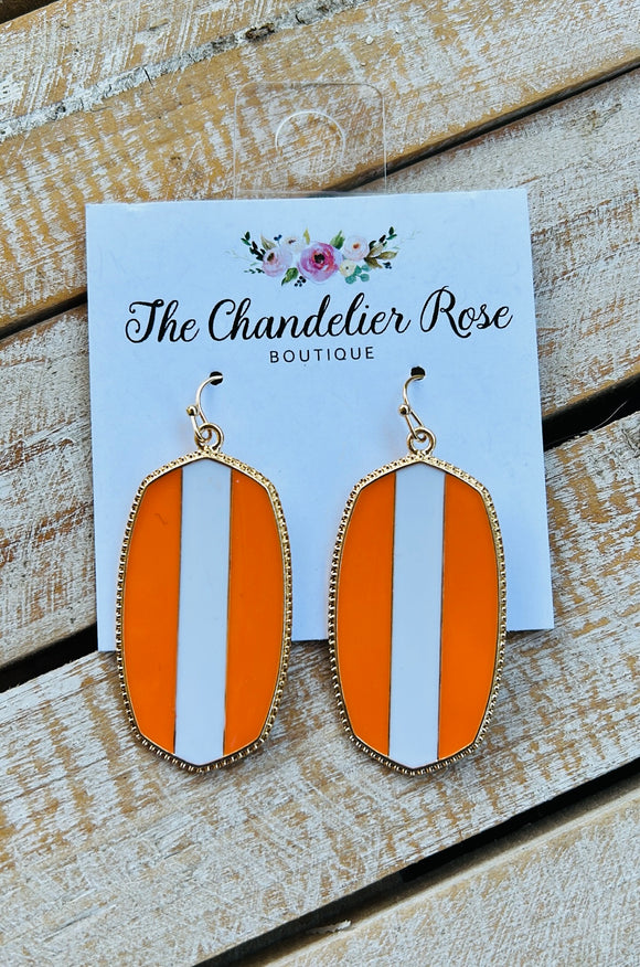 Orange/White Drop Earrings