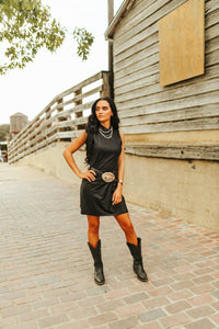 LEATHER LUST DRESS - MIDNIGHT