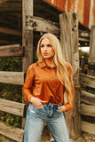 CATTLEMENS COUTURE TOP - SADDLE