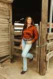 SATIN SADDLES  LONG SLEEVE TOP - SADDLE