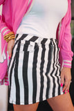 NOVA STRIPED DENIM SKIRT - BLACK AND WHITE