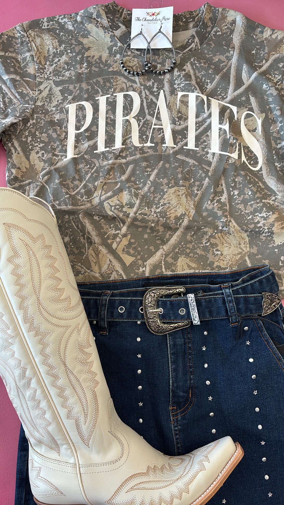 PIRATES CAMO TEE - DIRTY WHITE PUFF INK