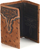 ARIAT TRI-FOLD OSTRITCH FLORAL EMBOSSED WALLET