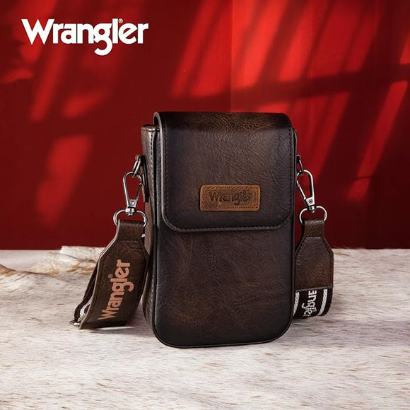 WRANGLER COFFEE CELL PHONE CROSS BODY BAG WITH CARD SLOTS