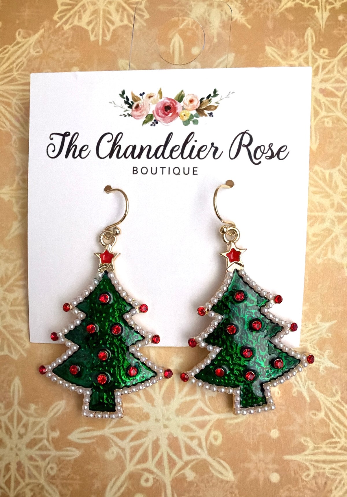 Pearly Green Tree Earrings