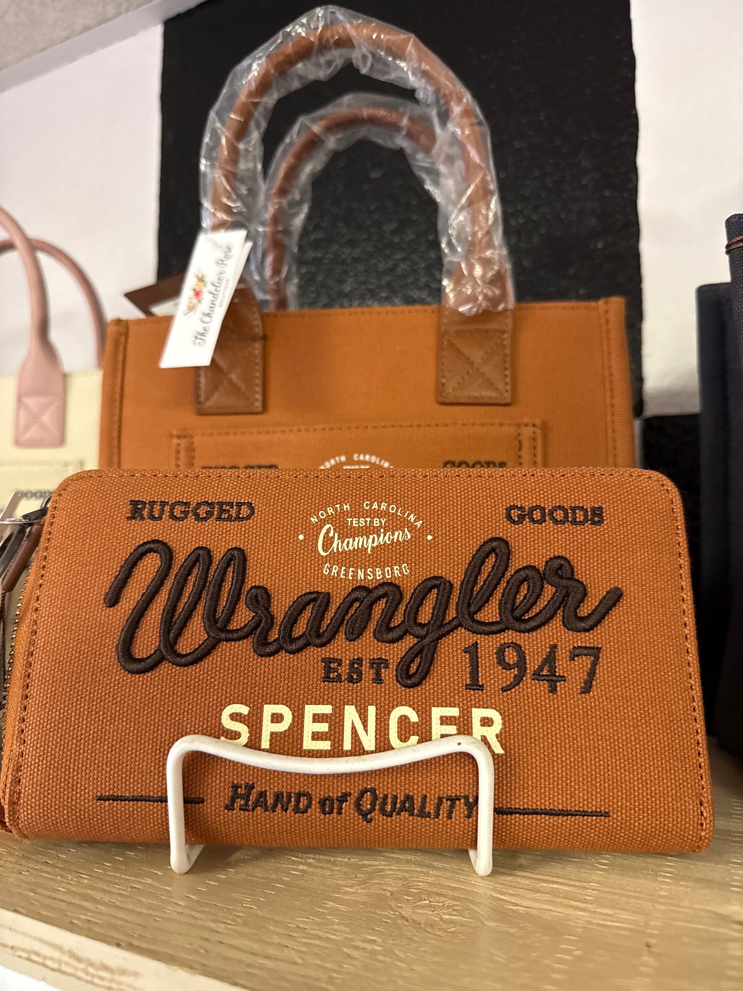 Vintage Wrangler Canvas Zip Wristlet -  Brown
