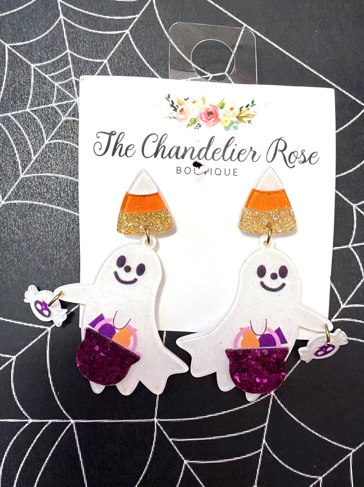 Candy Corn Ghost Earrings