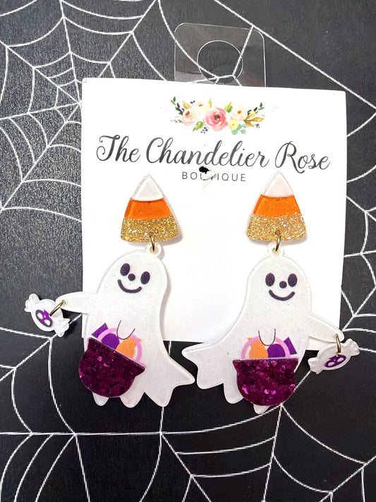 Candy Corn Ghost Earrings