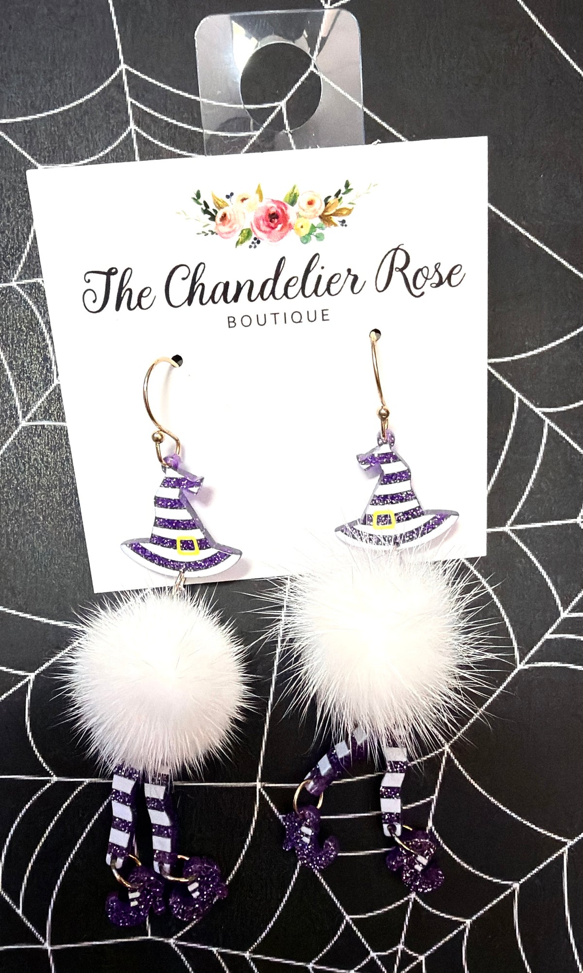White Fuzzy Witch Earrings