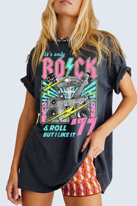 ONLY ROCK N ROLL BUT I LIKE IT TEE - MINERAL WASH BLACK