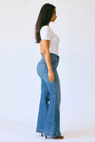 JUDY BLUE HIGH WAIST FLARE TUMMY CONTROL DOUBLE BUTTON WB JEANS - MEDIUM STONE