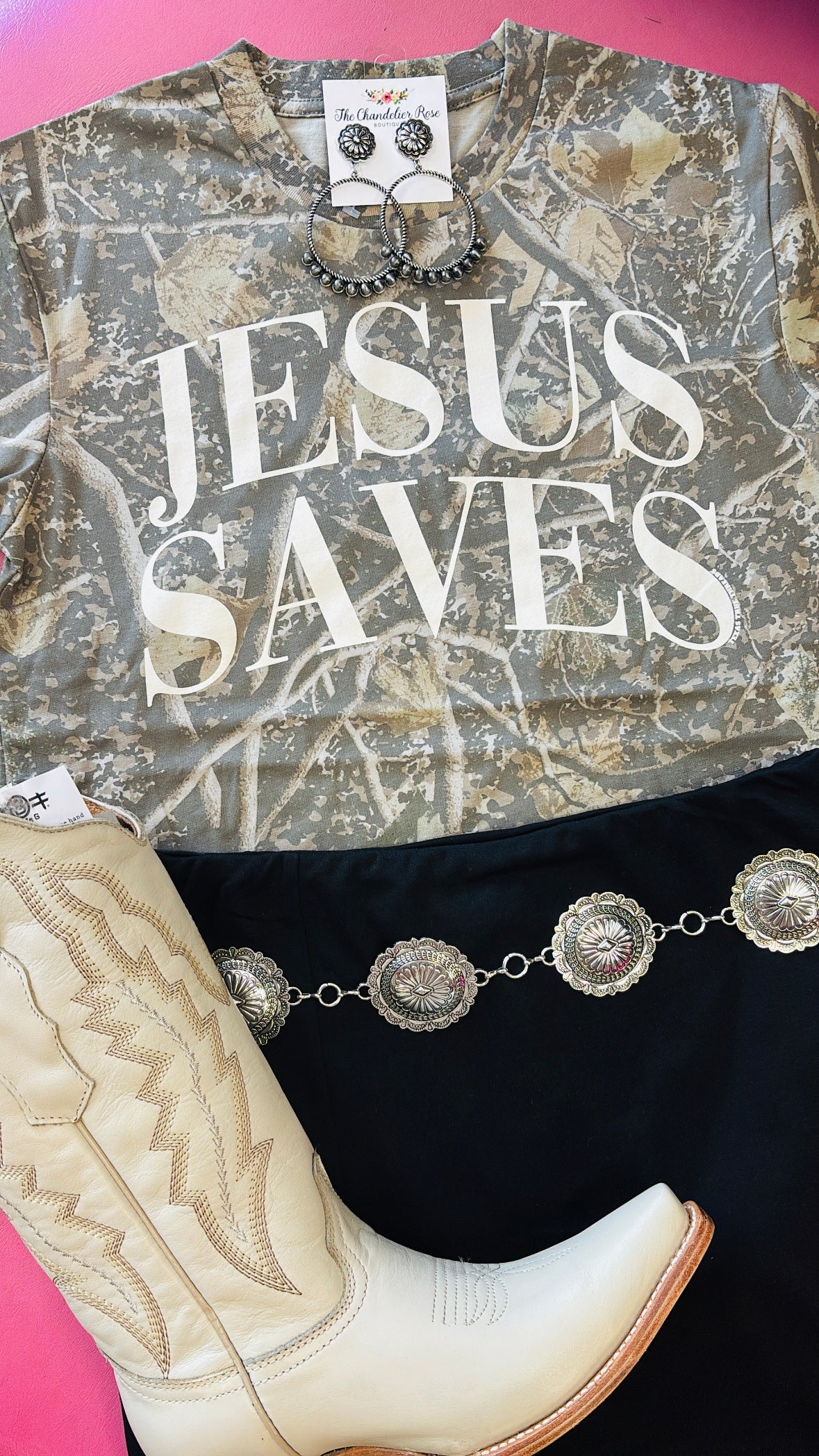 JESUS SAVES TEE  - DIRTY WHITE INK