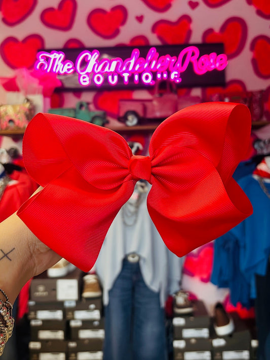 RED 8 INCH HAIR BOWS