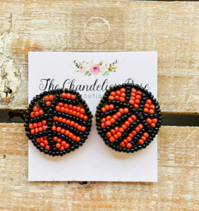 BEADED BASKETBALL STUD EARRINGS